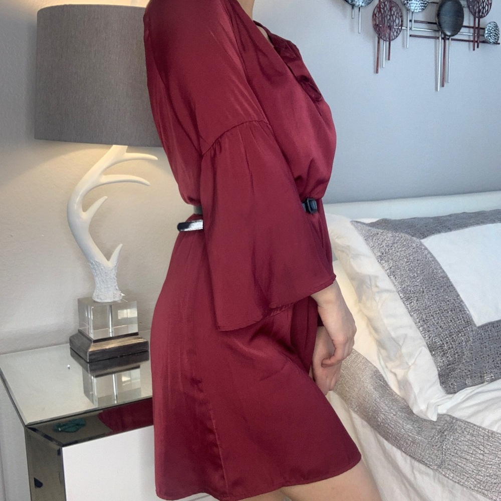 Burgundy silk dress
